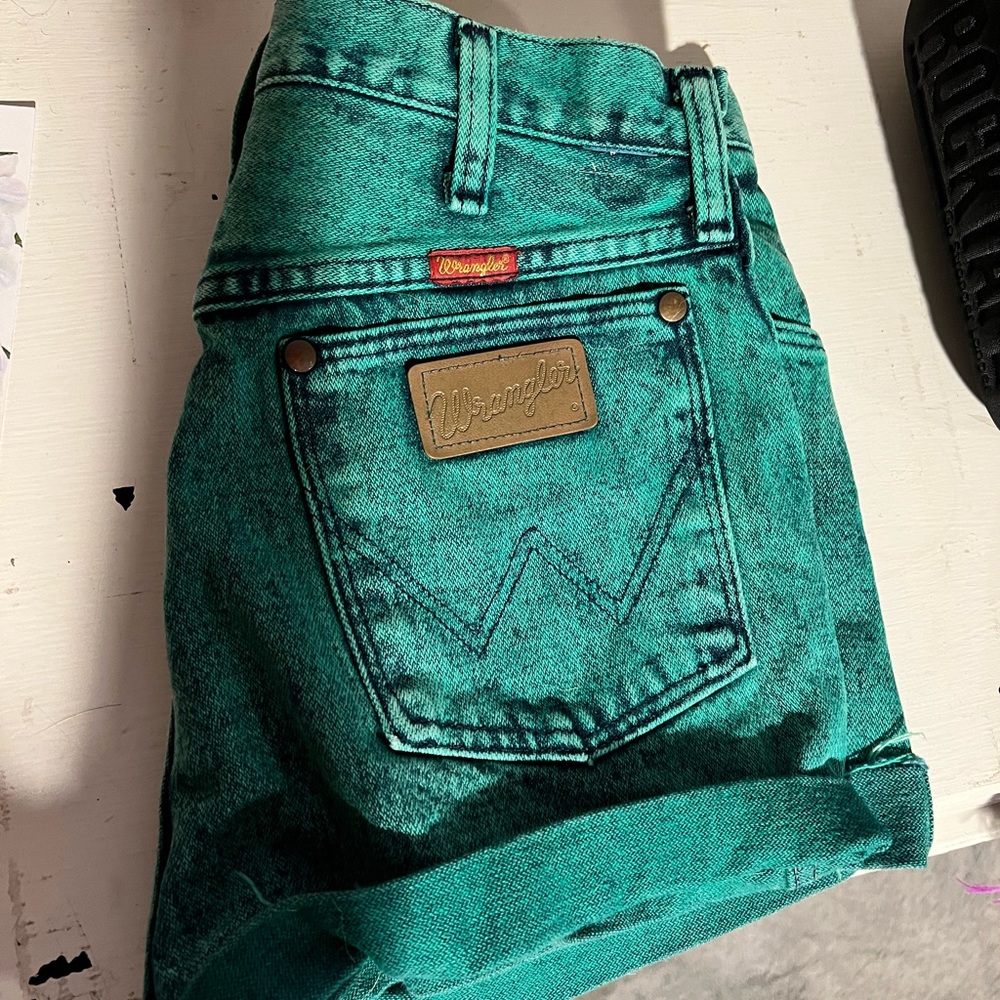 Vintage Green Wrangler Shorts